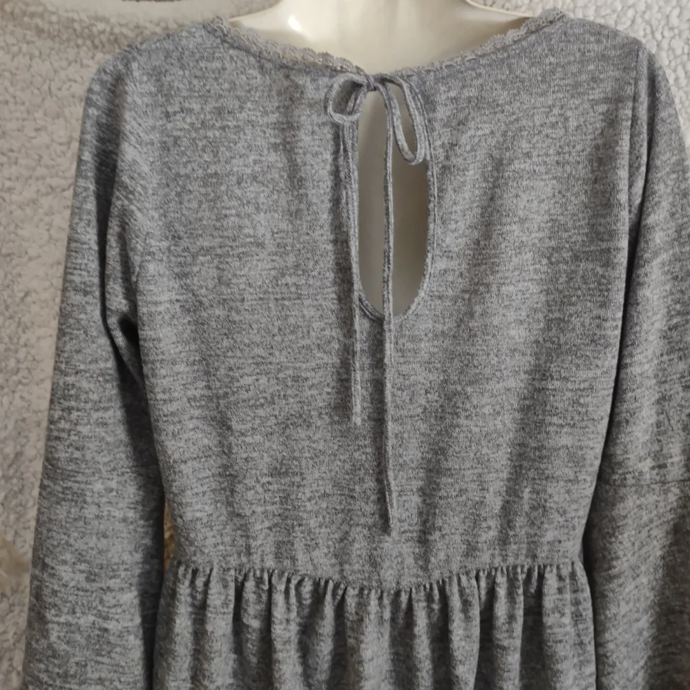 Altar'd State Gray Skater Dress Bell Sleeve Sz L - Picture 5 of 7